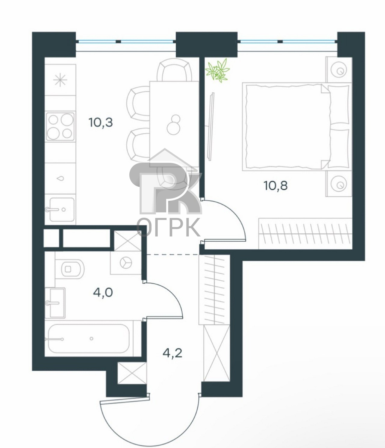 Купить 1-комнатную квартиру, №388066