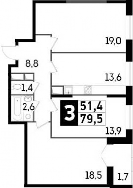 Купить 3-комнатную квартиру, №169527