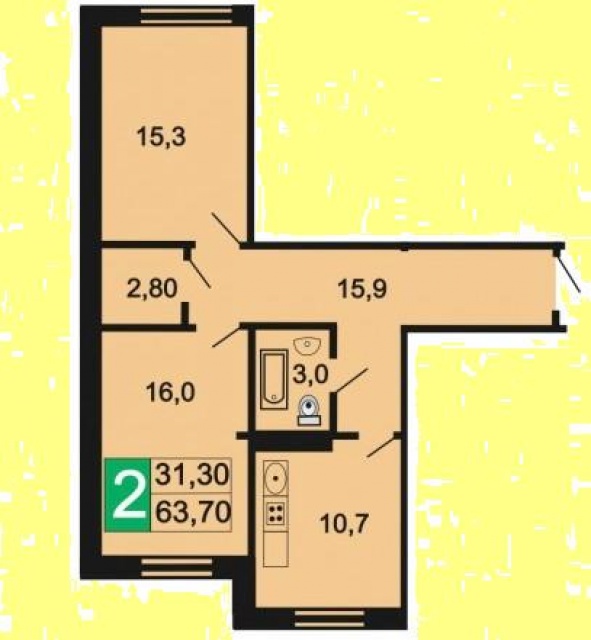 Купить 2-комнатную квартиру, №182507