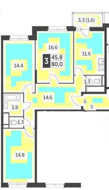 Купить 3-комнатную квартиру, №184428