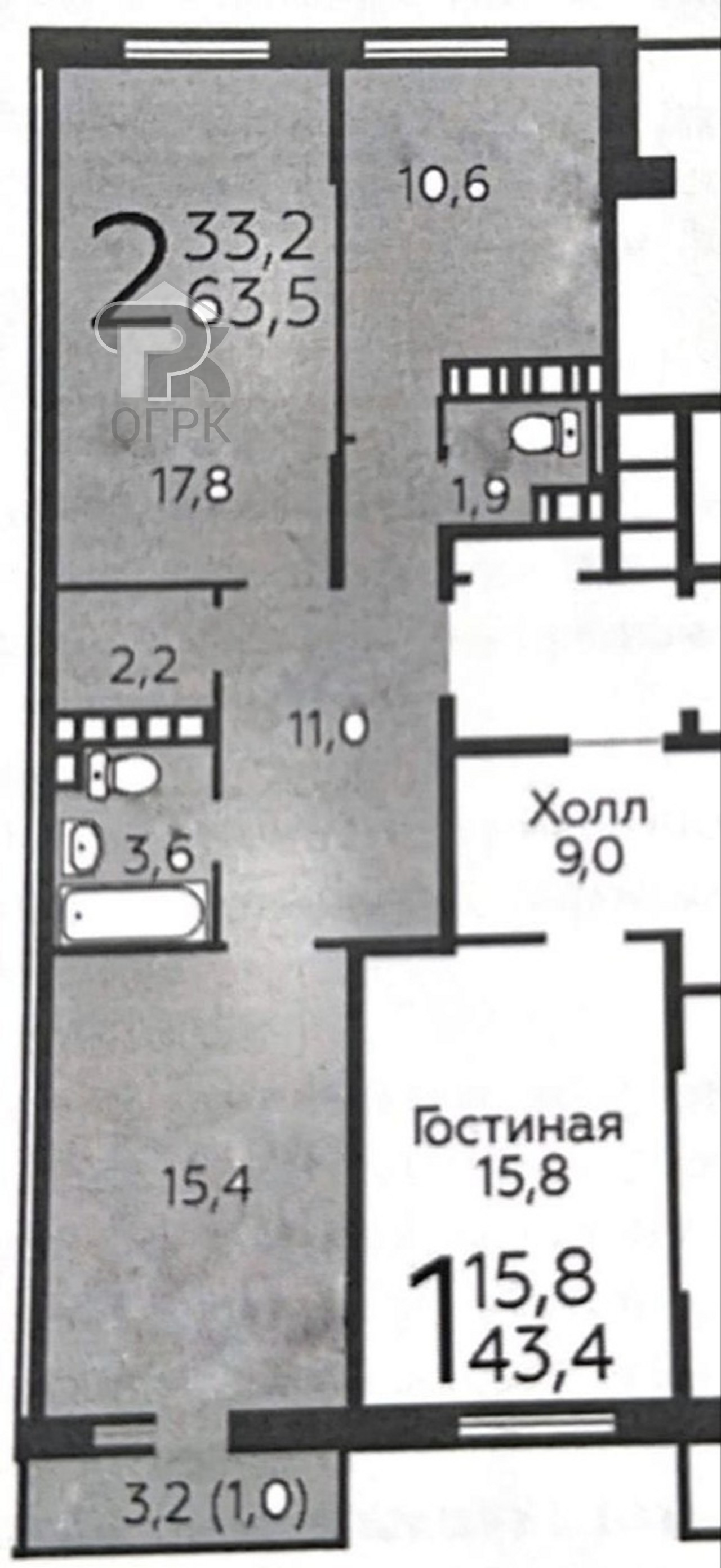 Купить 2-комнатную квартиру, №379896