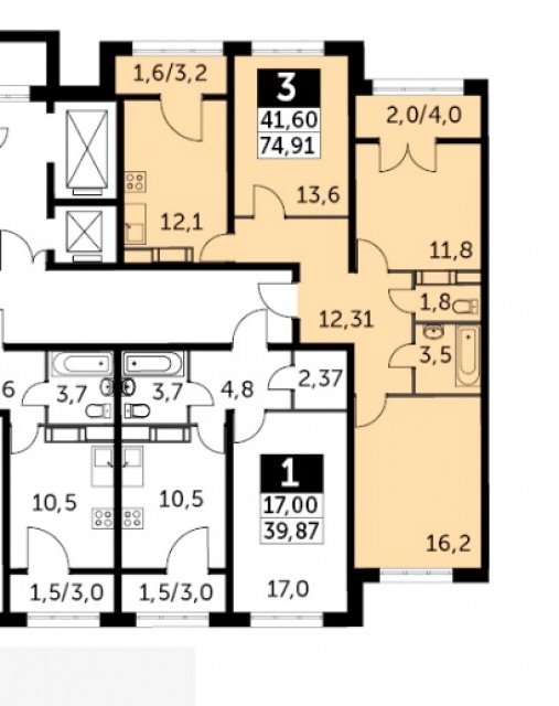 Купить 3-комнатную квартиру, №173344