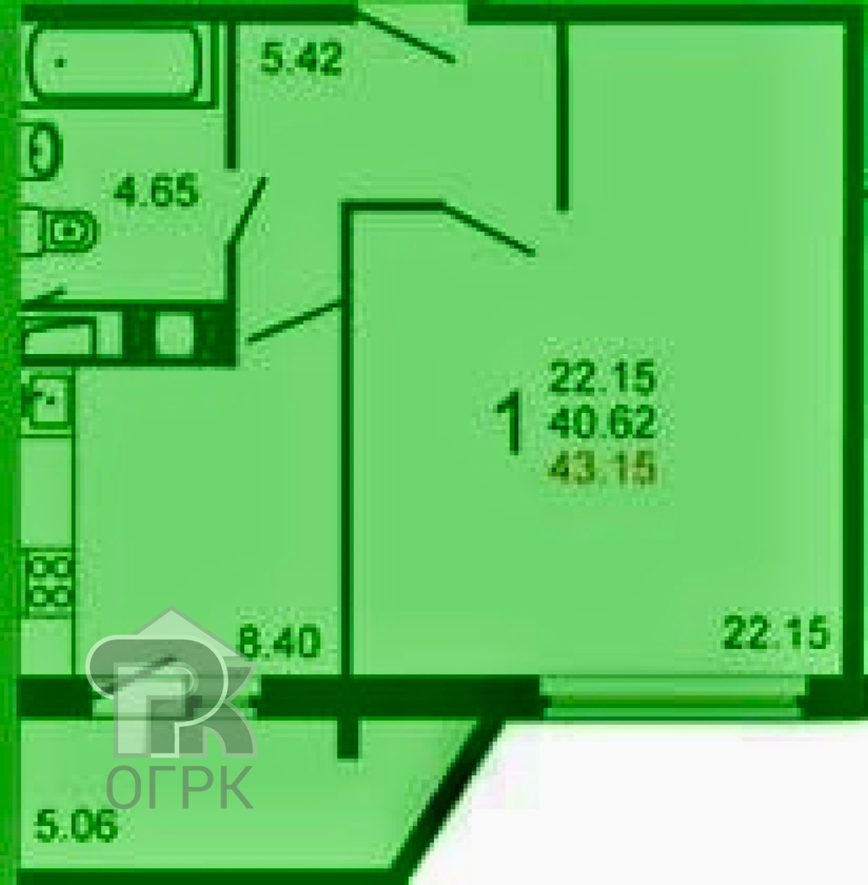 Купить 1-комнатную квартиру, №388796