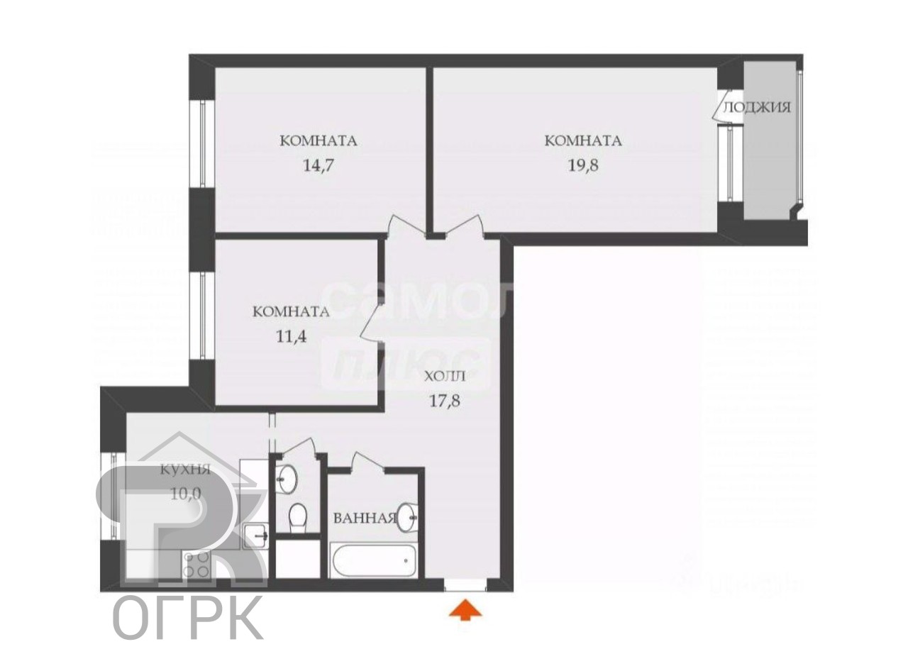 Купить 3-комнатную квартиру, №388014