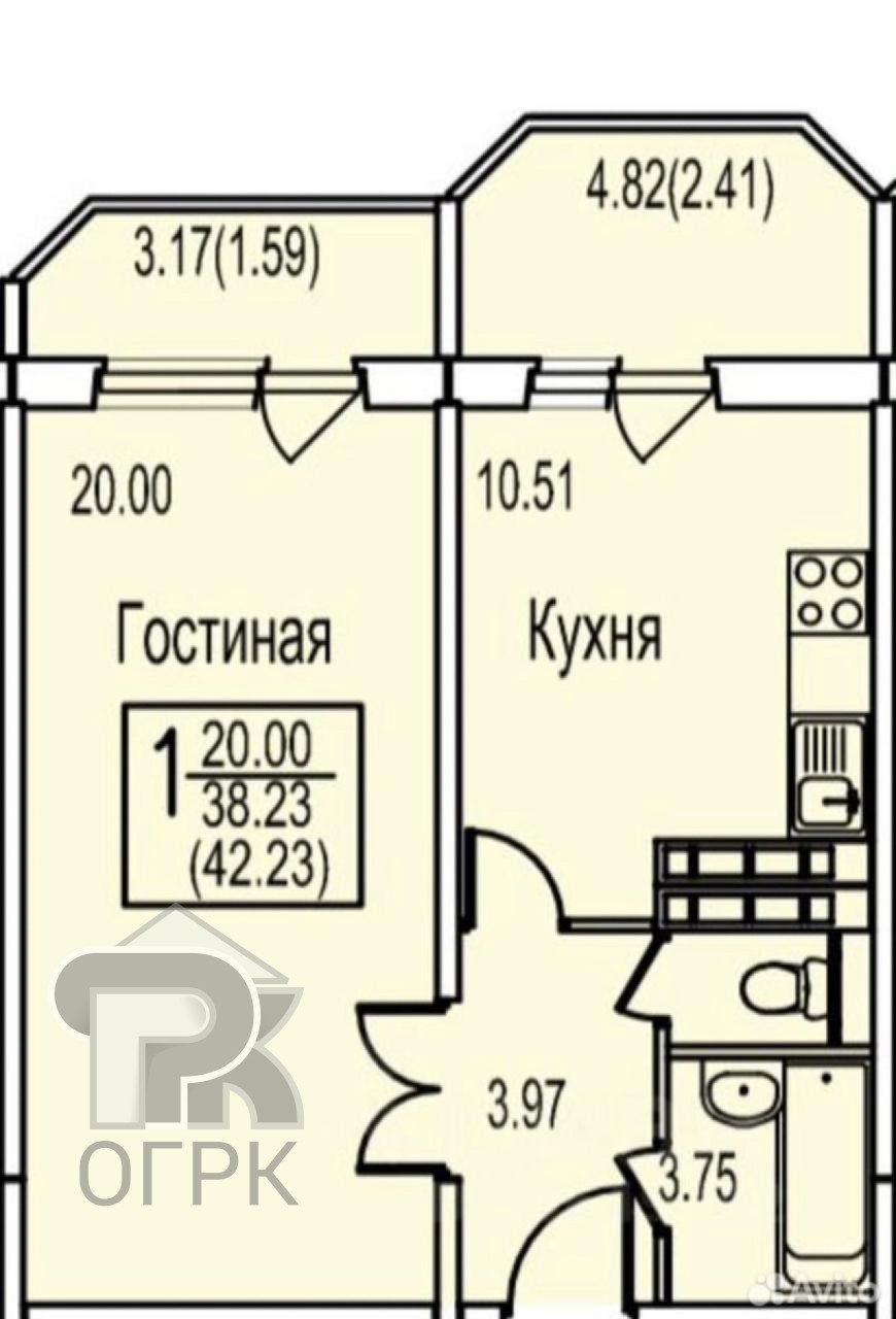 Купить 1-комнатную квартиру, №387528