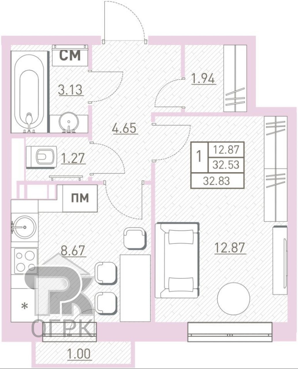 Купить 1-комнатную квартиру, №387980