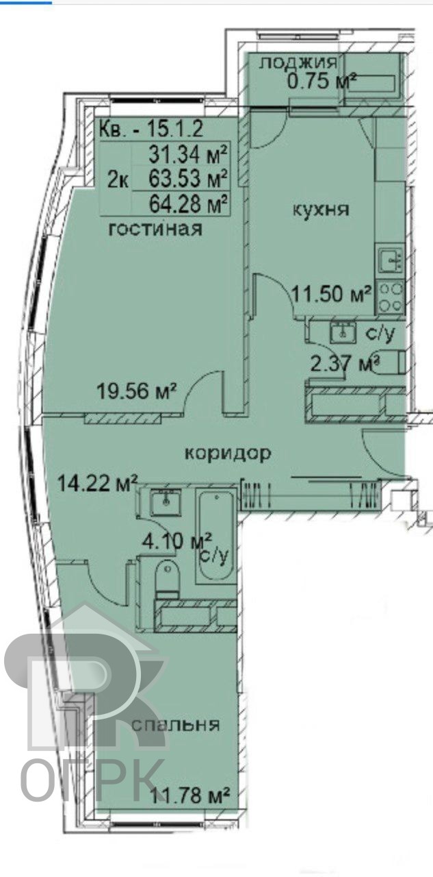 Купить 2-комнатную квартиру, №381850