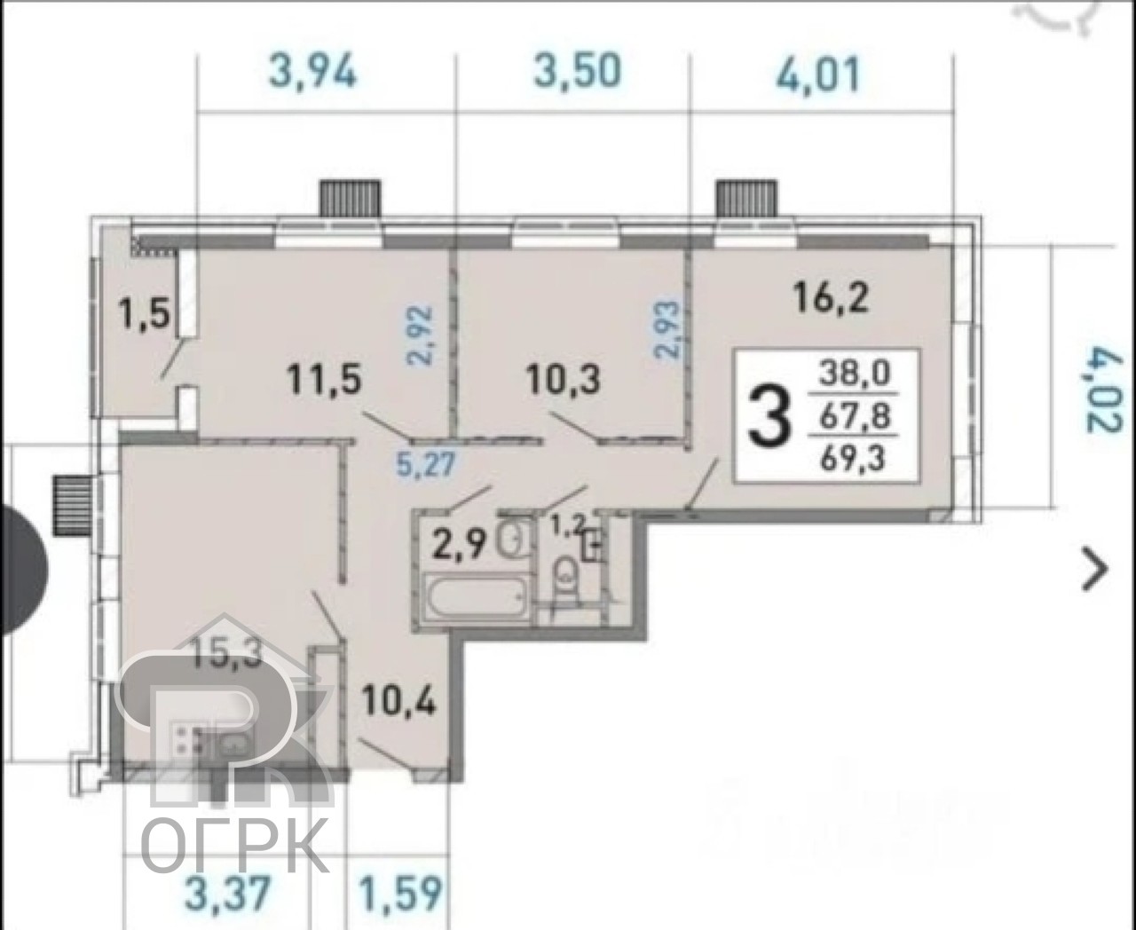 Купить 3-комнатную квартиру, №388983