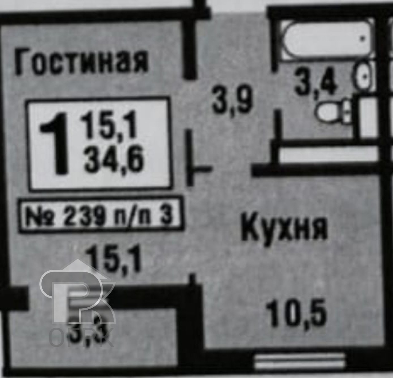 Купить 1-комнатную квартиру, №387003