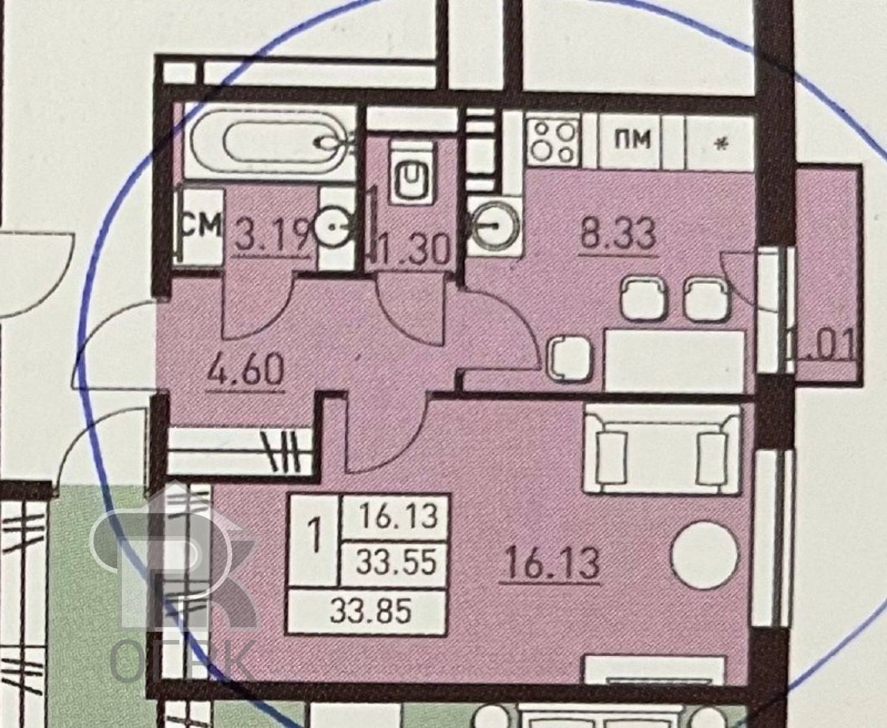 Купить 1-комнатную квартиру, №388392