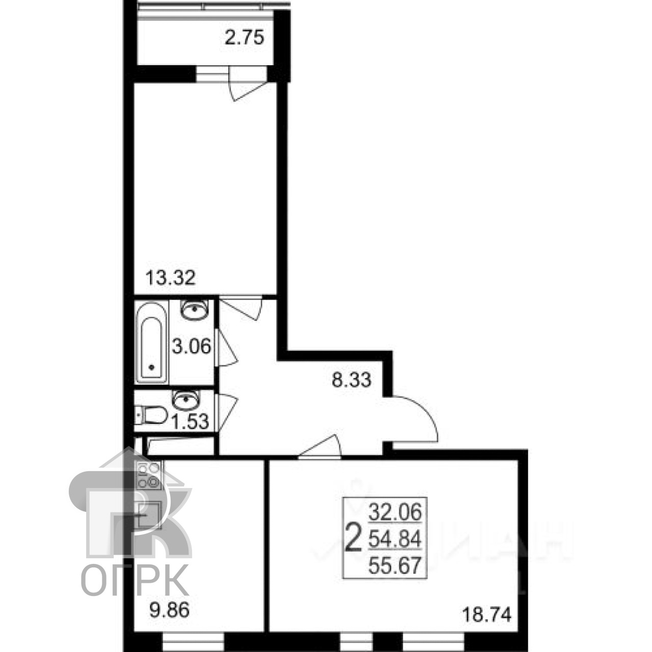 Купить 2-комнатную квартиру, №333469