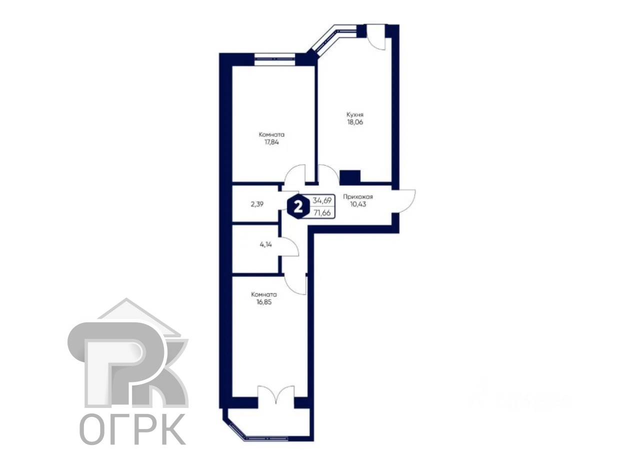 Купить 2-комнатную квартиру, №389161