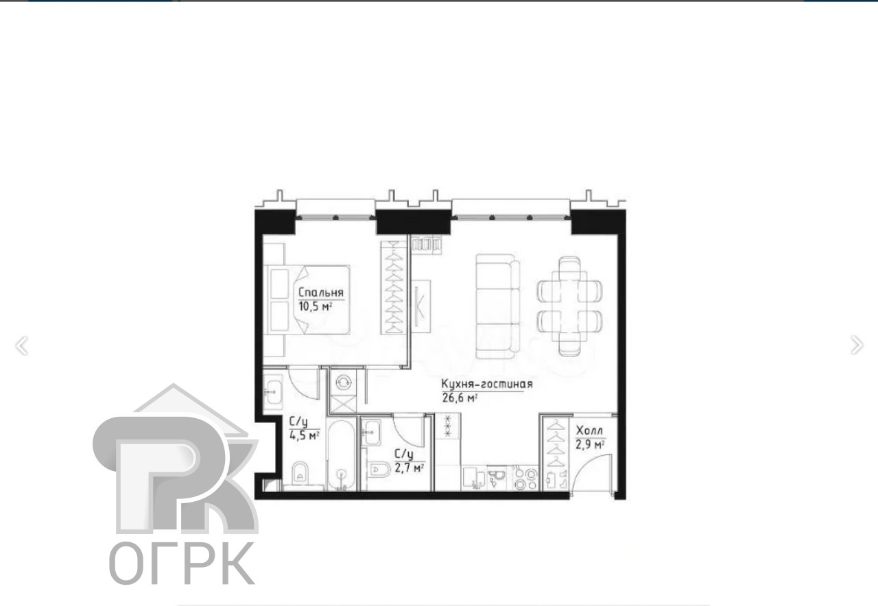 Купить 1-комнатную квартиру, №369189