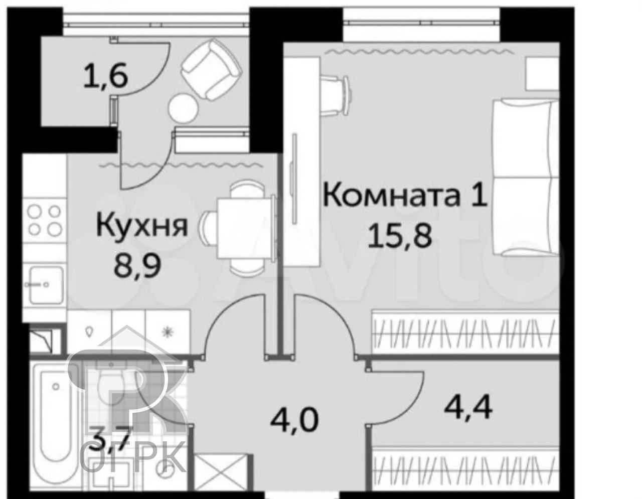 Купить 1-комнатную квартиру, №375928