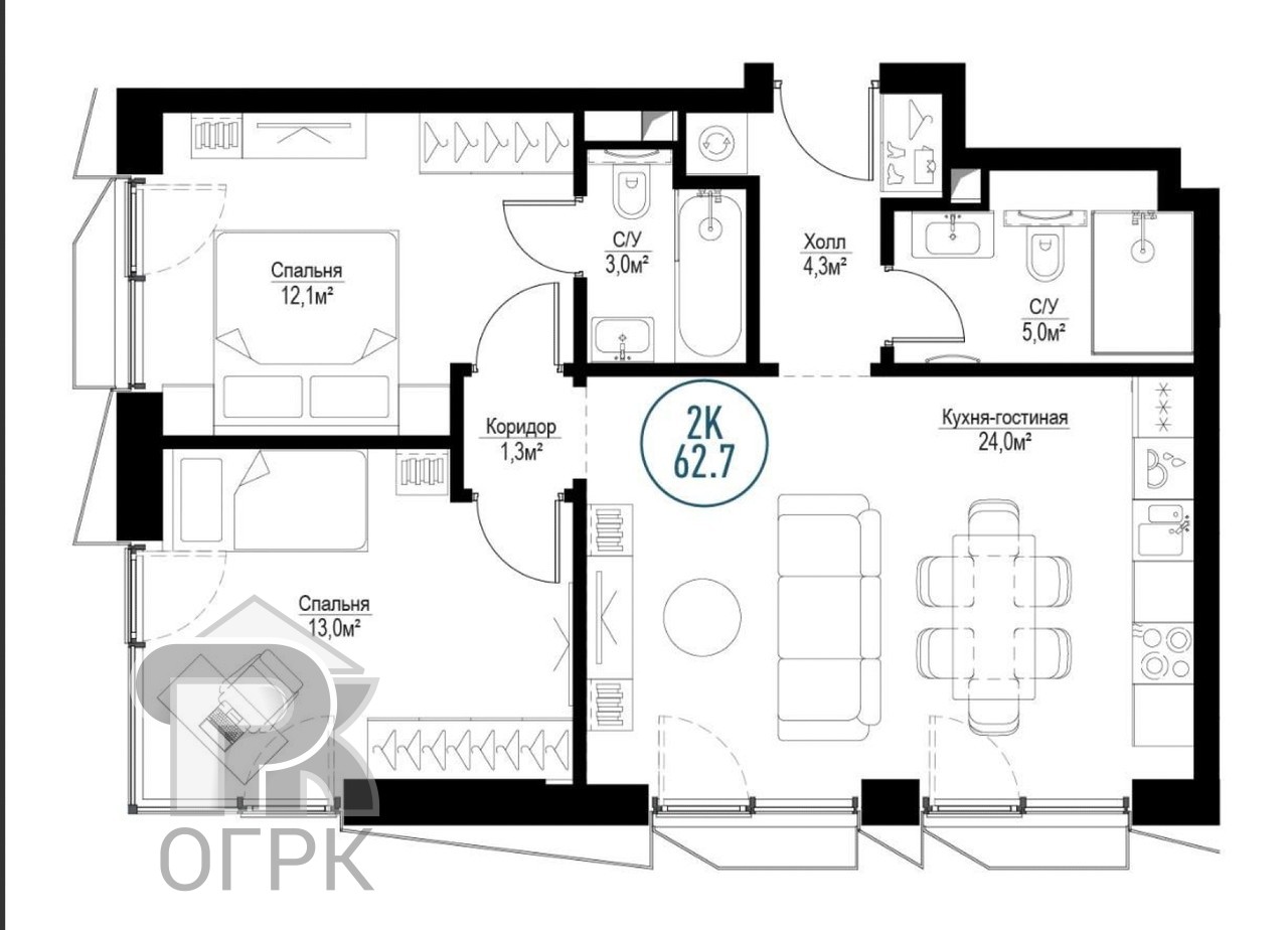 Купить 2-комнатную квартиру, №388562