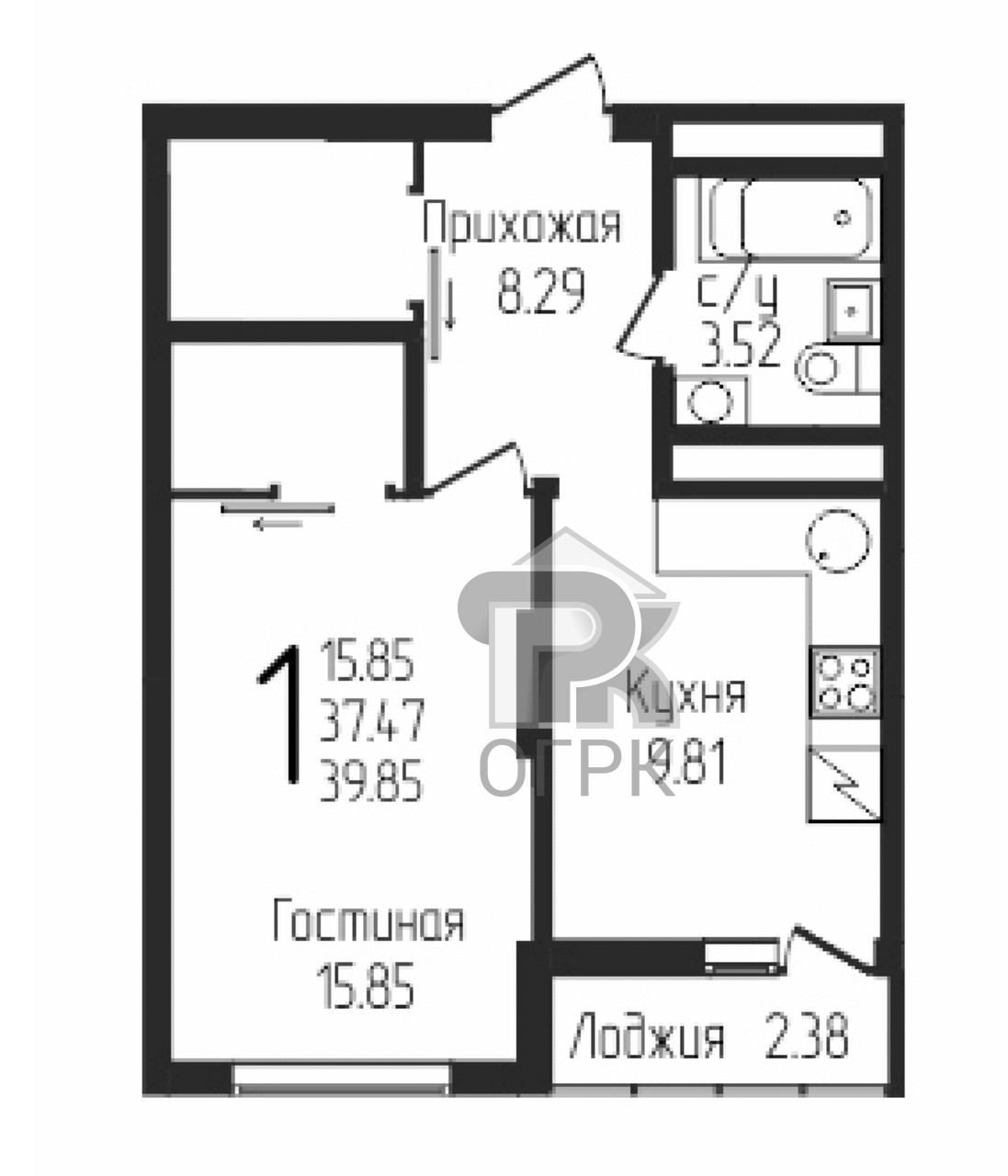 Купить 1-комнатную квартиру, №336353