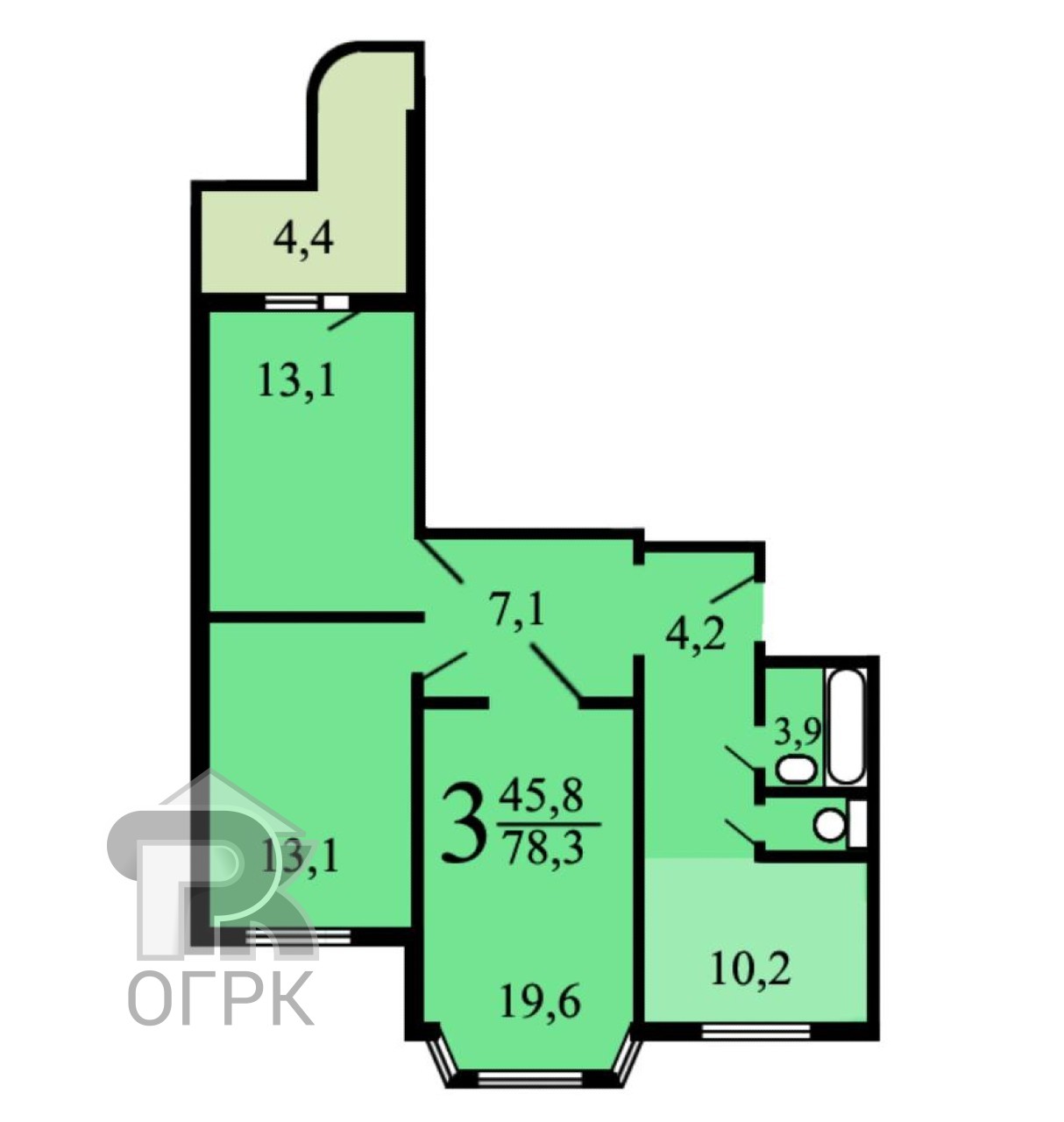 Купить 3-комнатную квартиру, №385800