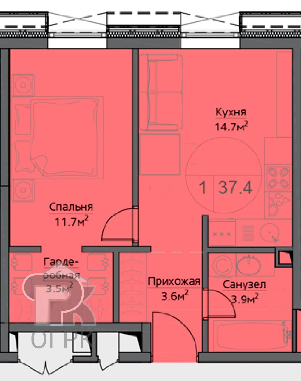 Купить 1-комнатную квартиру, №358663