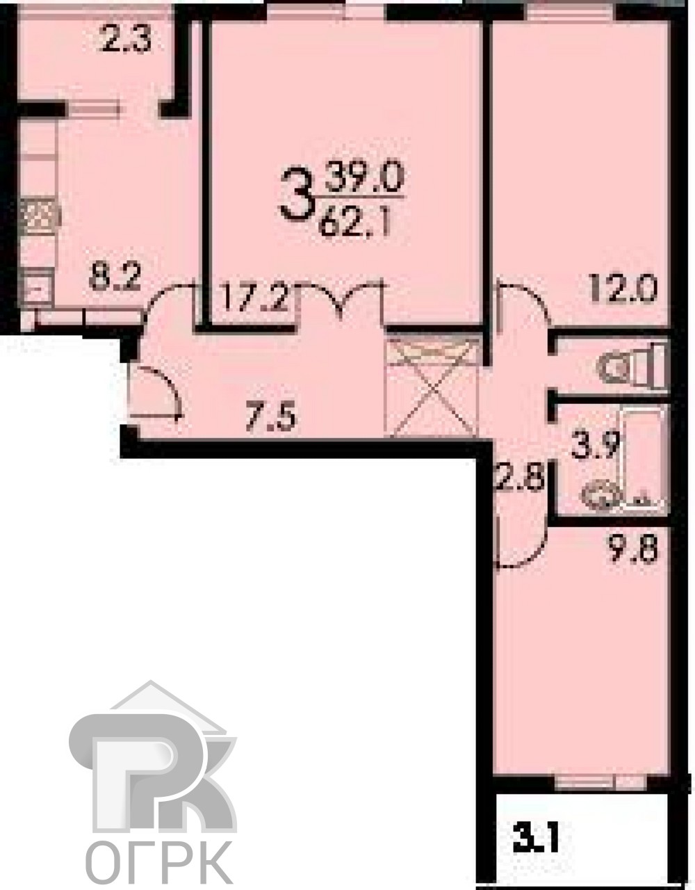 План трехкомнатной квартиры п 30