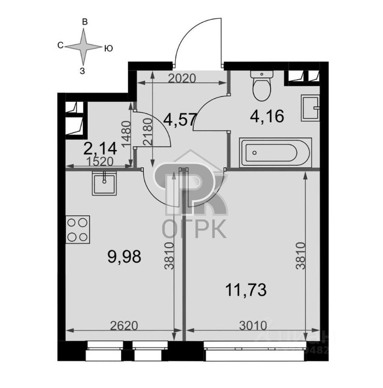 Купить 1-комнатную квартиру, №387822