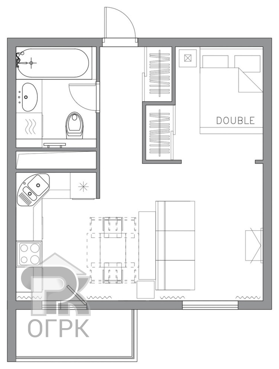 план интерьер однокомнатной квартиры