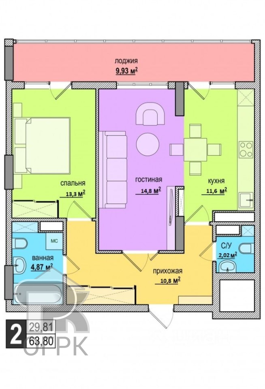 Купить 2-комнатную квартиру, №375037