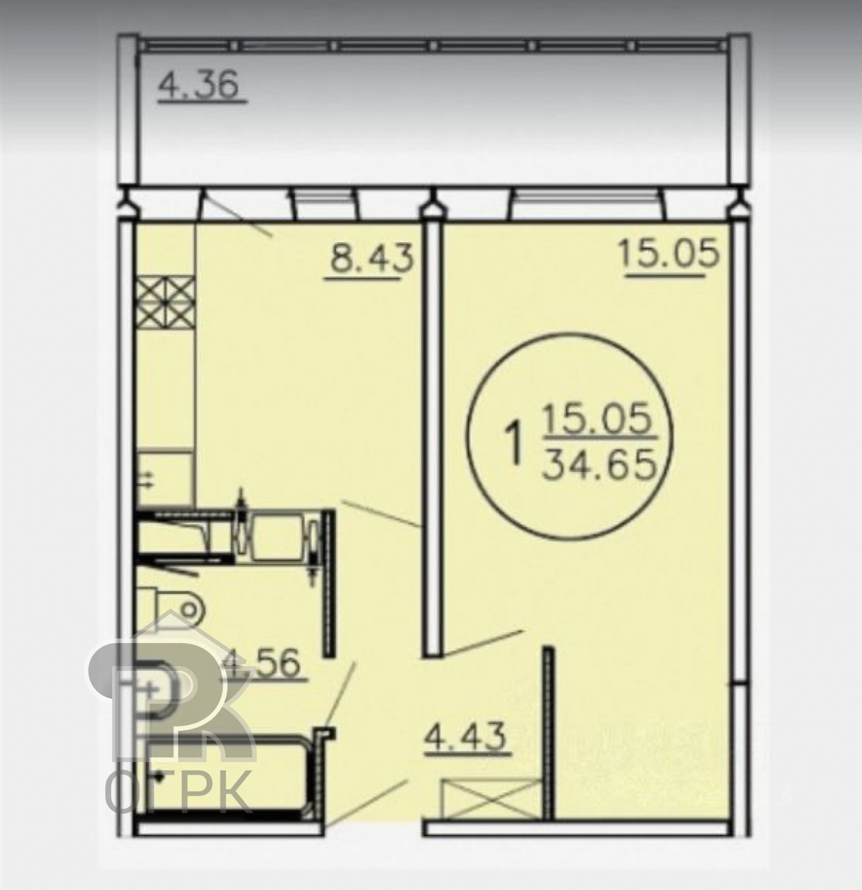 Купить 1-комнатную квартиру, №387284