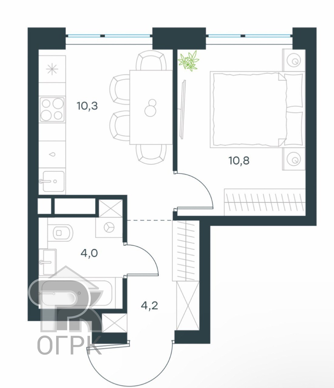 Купить 1-комнатную квартиру, №388066