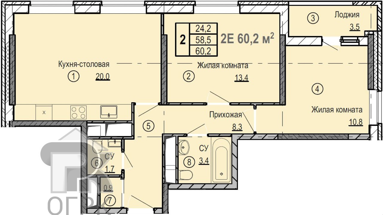 Купить 2-комнатную квартиру, №387628