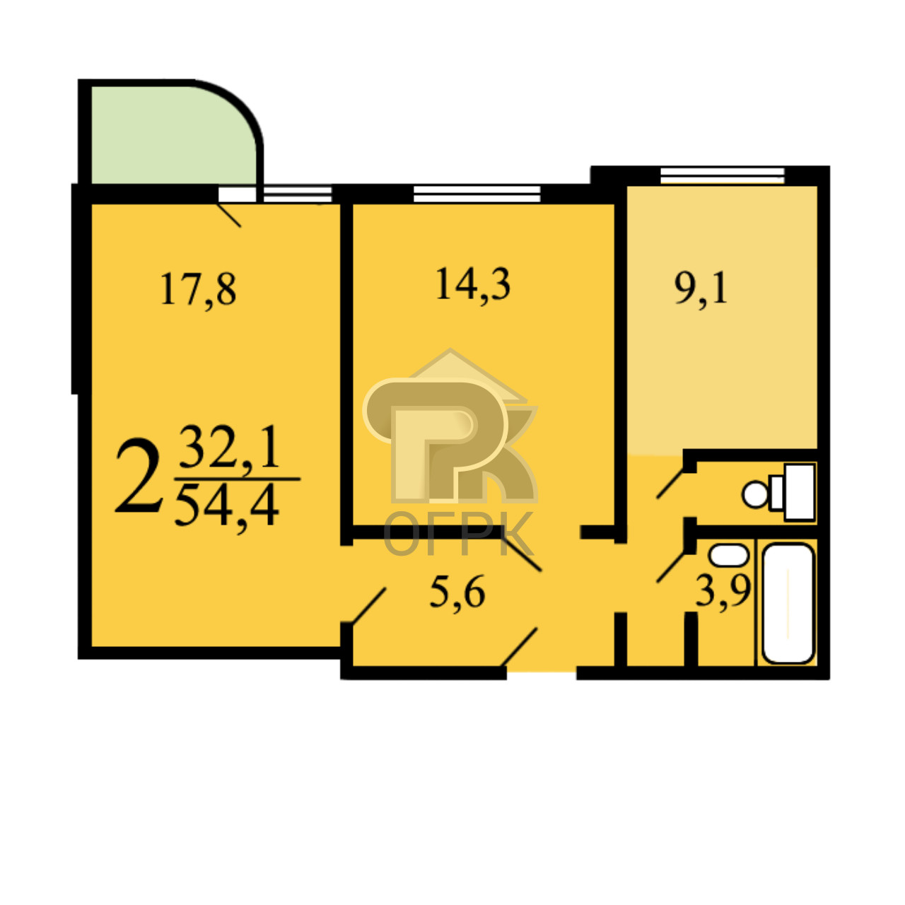 Купить 2-комнатную квартиру, №304126