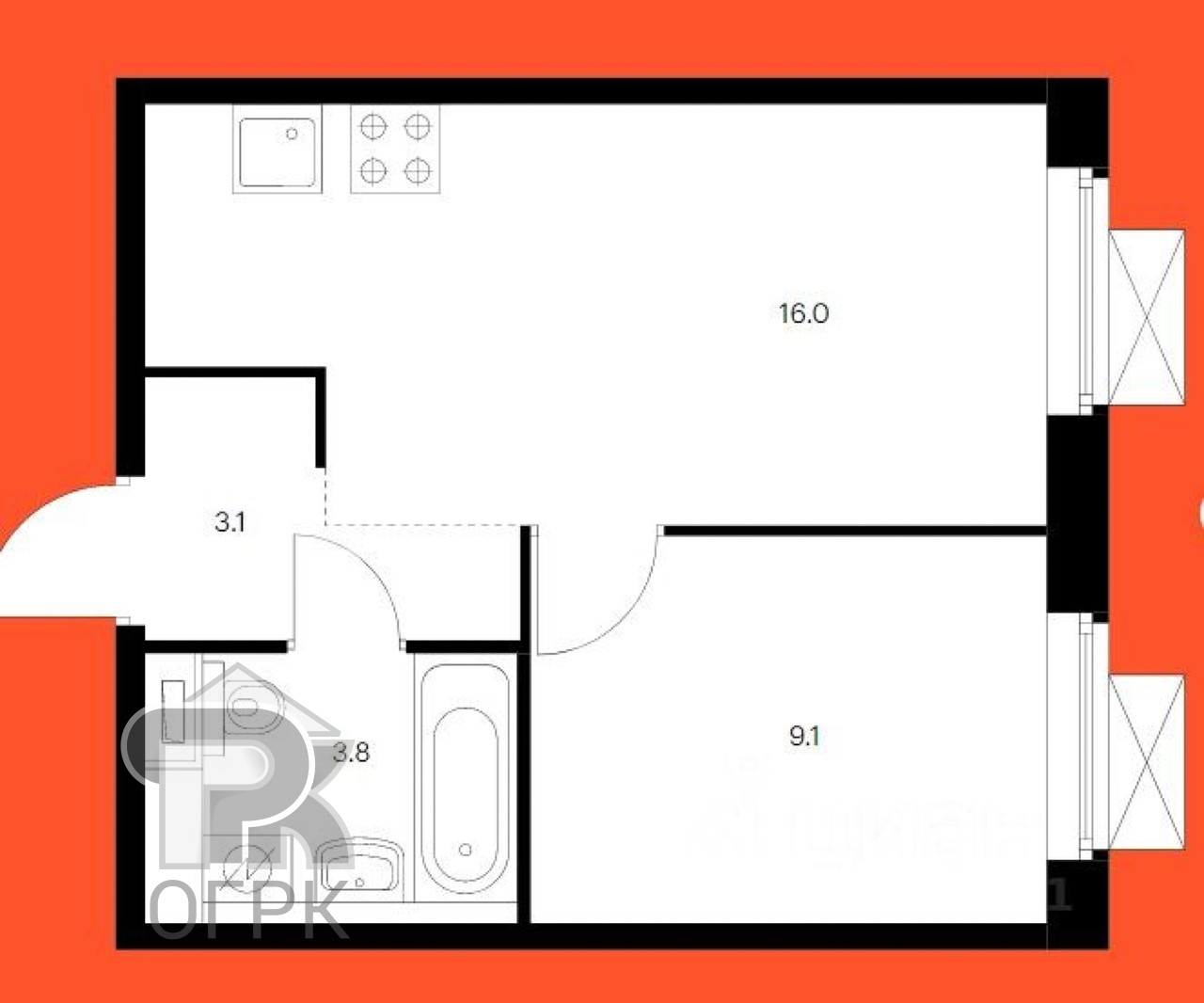 Купить 1-комнатную квартиру, №353833