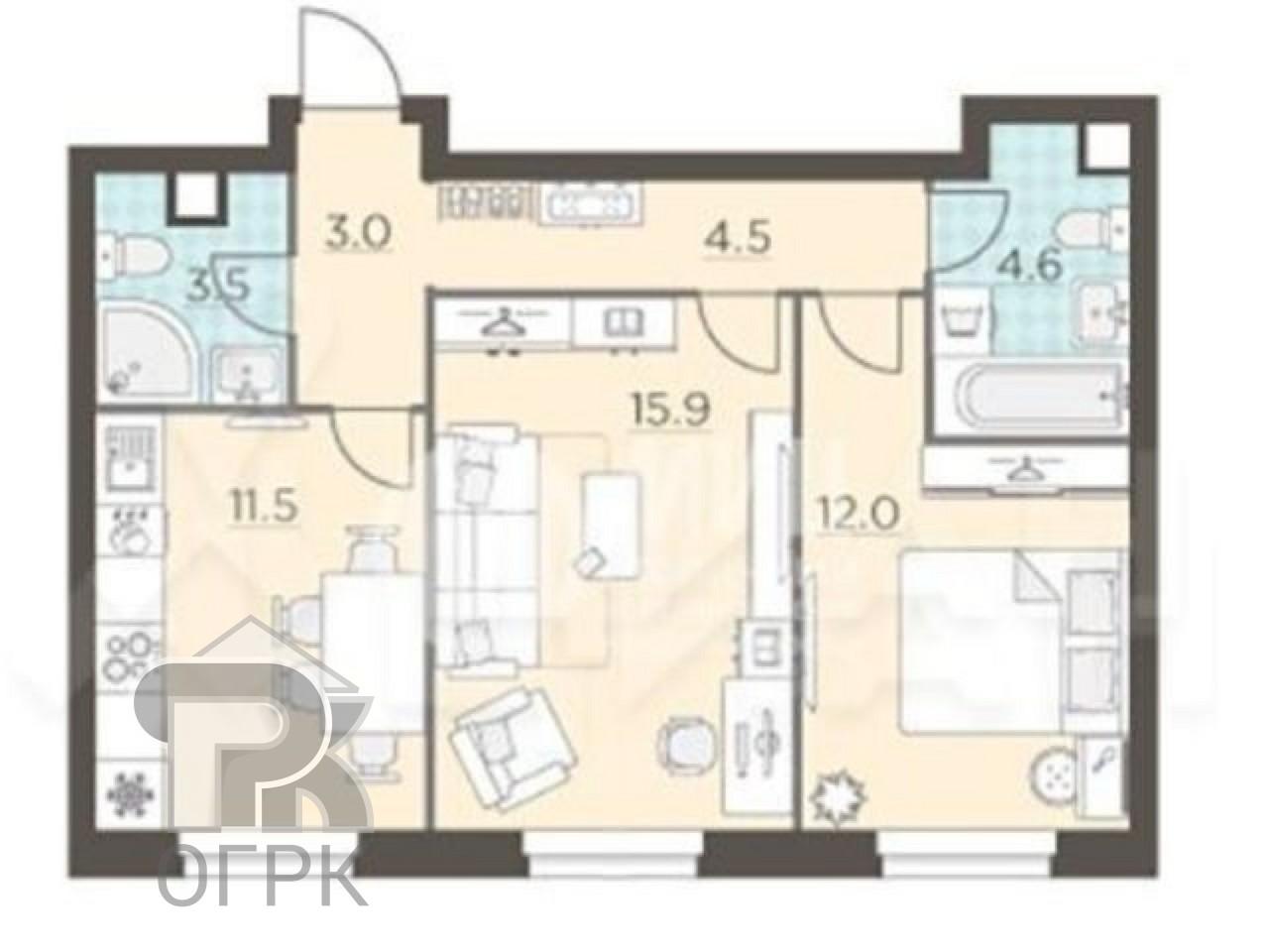 Купить 2-комнатную квартиру, №329733