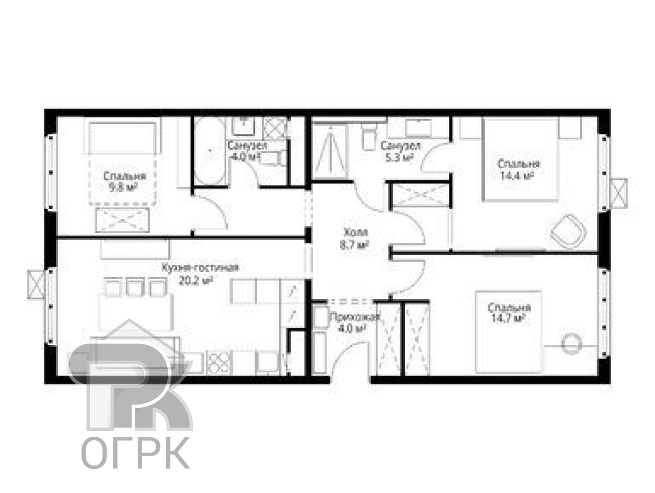 Купить 3-комнатную квартиру, №387563