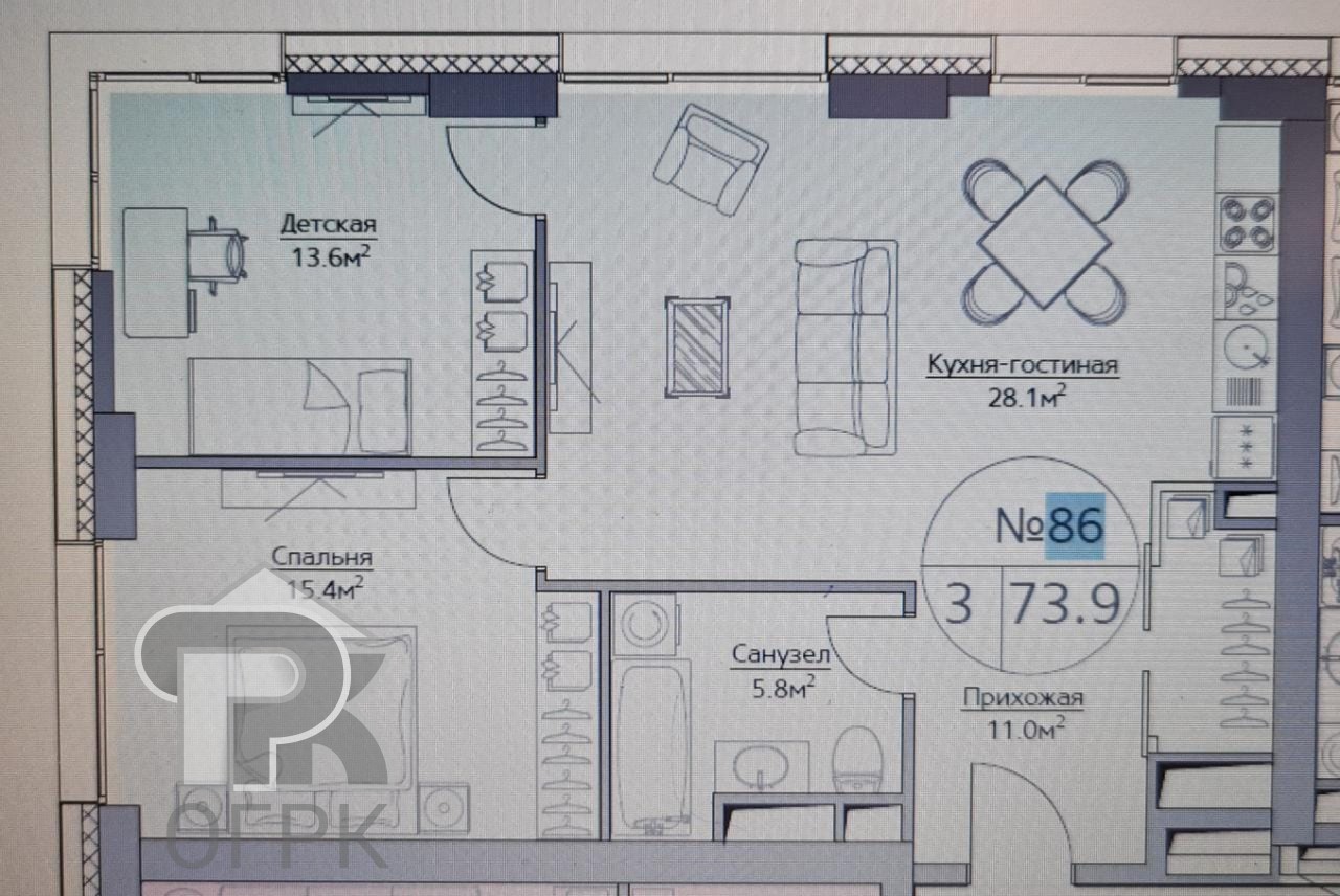 Купить 3-комнатную квартиру, №327410