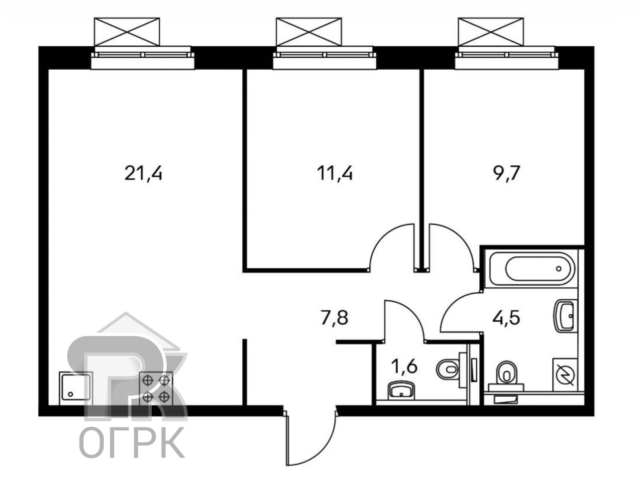 Купить 2-комнатную квартиру, №381236