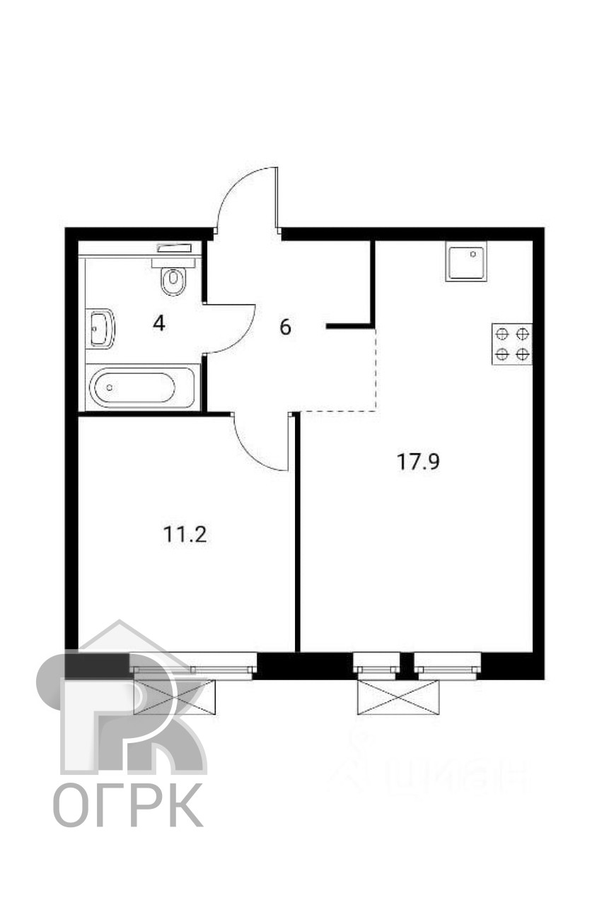 Купить 1-комнатную квартиру, №388427