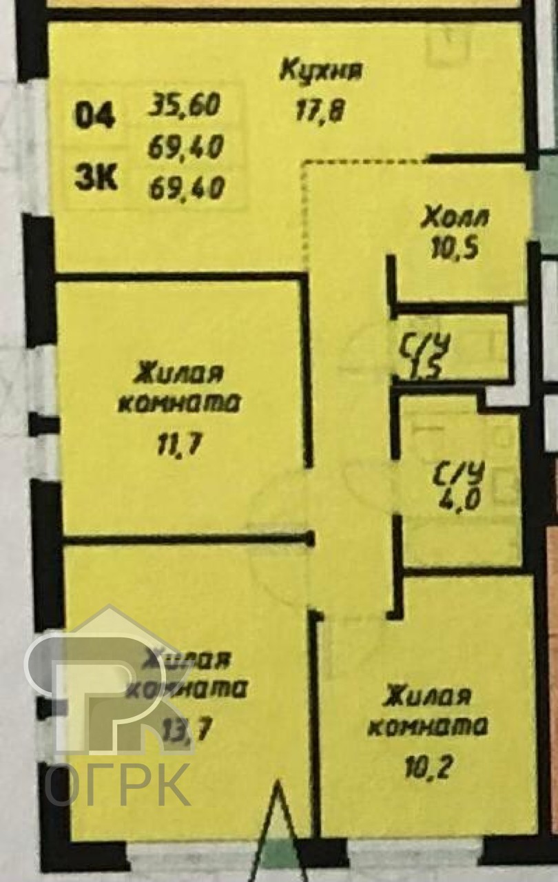 Купить 3-комнатную квартиру, №384631
