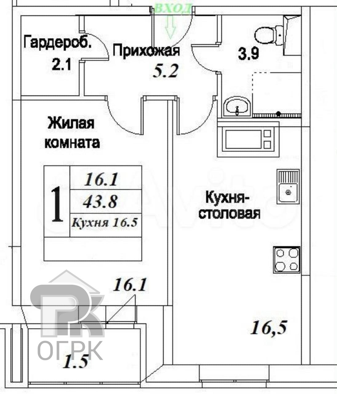 Купить 1-комнатную квартиру, №385213