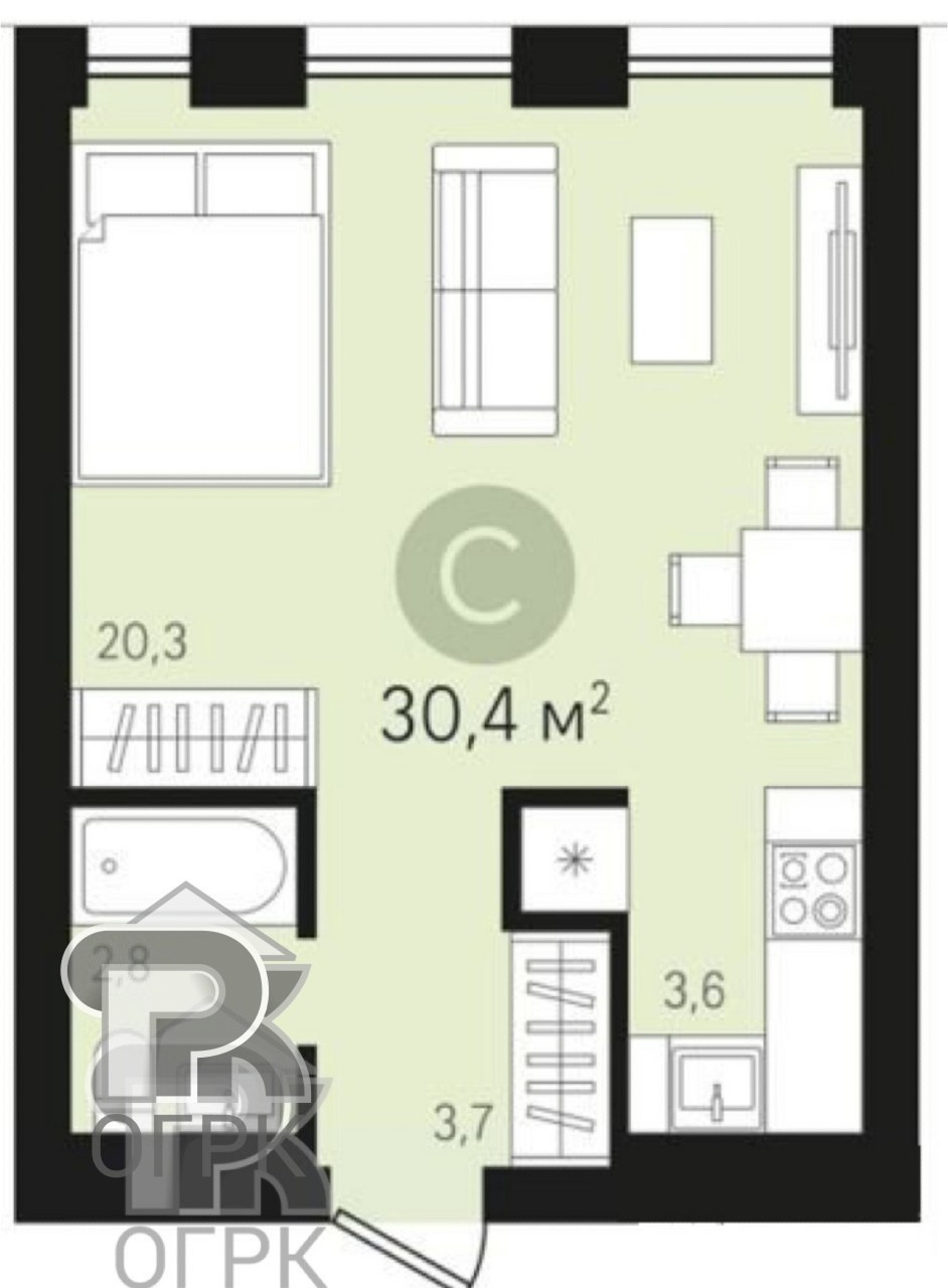 Купить 1-комнатную квартиру, №388265