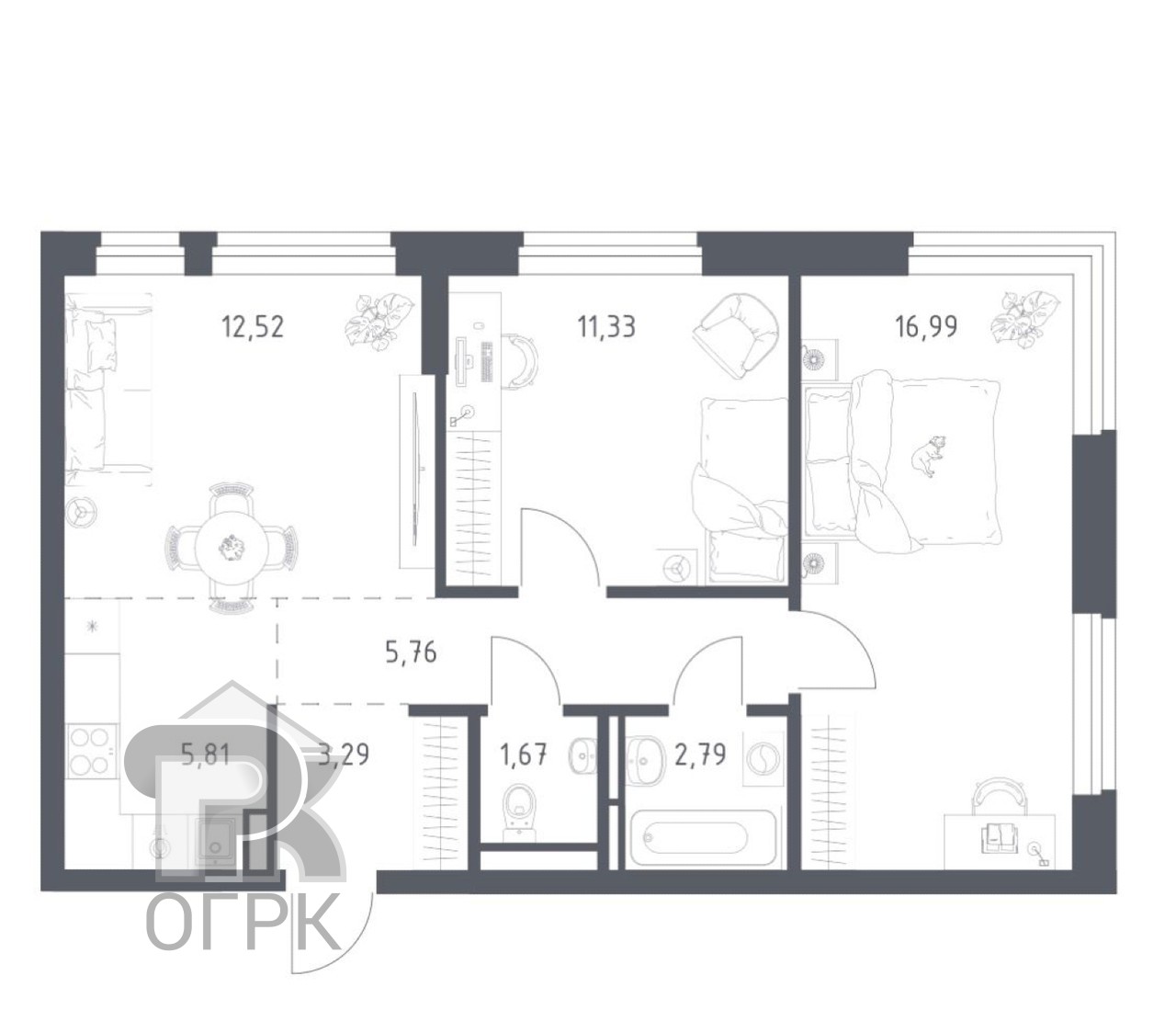 Купить 2-комнатную квартиру, №387653