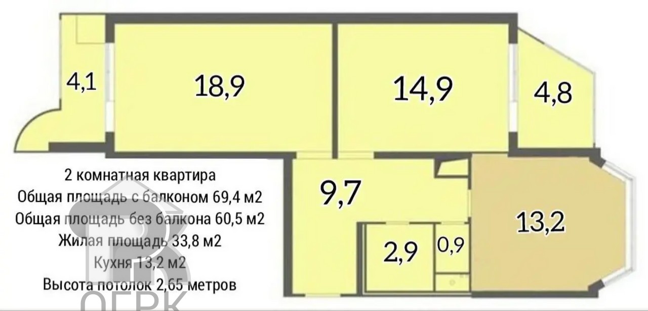 Купить 2-комнатную квартиру, №388188