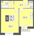 Купить 1-комнатную квартиру, №184423