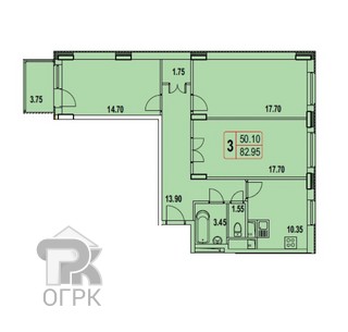 Купить 3-комнатную квартиру, №388110
