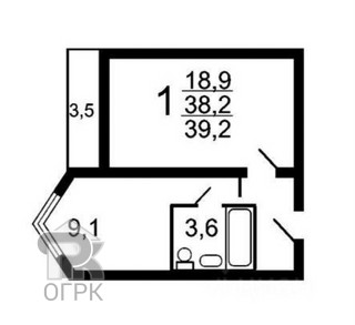 Купить 1-комнатную квартиру, №388282