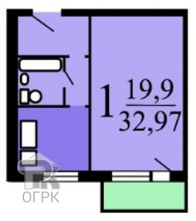 Купить 1-комнатную квартиру, №372302