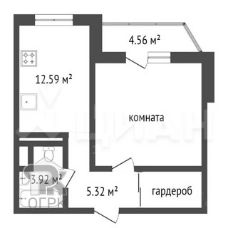 Купить 1-комнатную квартиру, №388842