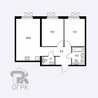 Купить 2-комнатную квартиру, №341500