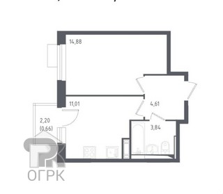 Купить 1-комнатную квартиру, №388011