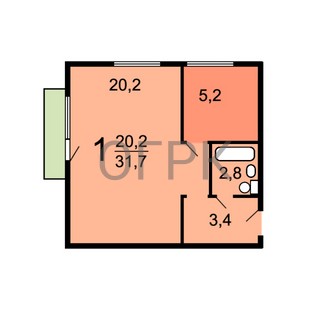 Купить 1-комнатную квартиру, №365512
