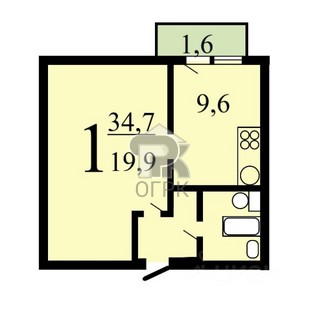 Купить 1-комнатную квартиру, №388998